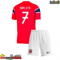 Camisa de Futebol Noruega Alexander Sorloth #7 Equipamento Principal Infantil Mundo 2026 Manga Curta (+ Calças curtas)
